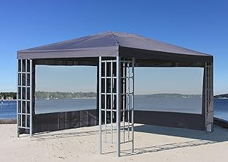 Quick Star Nexos Trading - Carpa de Metal (3 x 4 m, 2 Laterales con Ventanas), Color Gris
