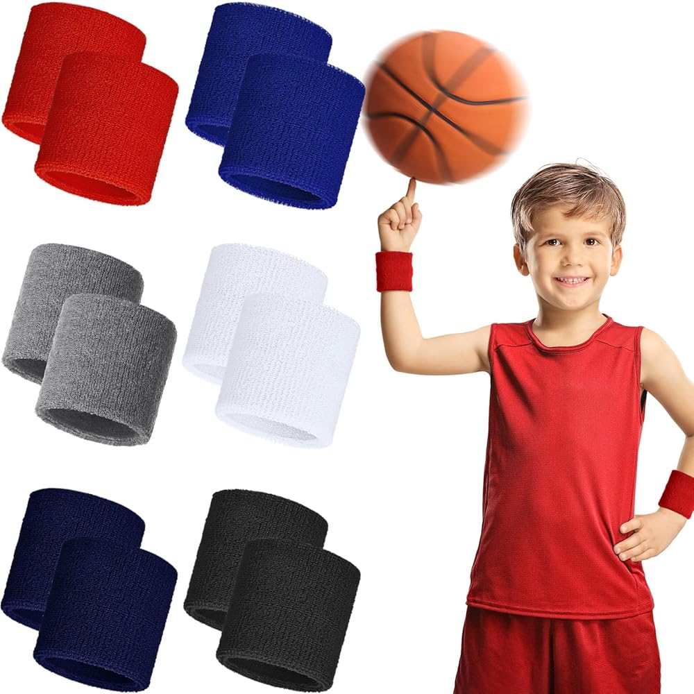 Bememo 12 Pcs Neon Sweatbands Wristband Sweat Wrist Band Competitions Absorbent Sweatbands for Men Women, for Sports, Running(2.36,Black, White, Gray, Red, Dark Blue, Navy Blue)