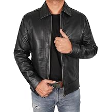 Vintage Leather Jacket Men - Real Lambskin Turndown Collar | Mens Leather Jacket - Soft Lambskin Mens Leather Jacket
