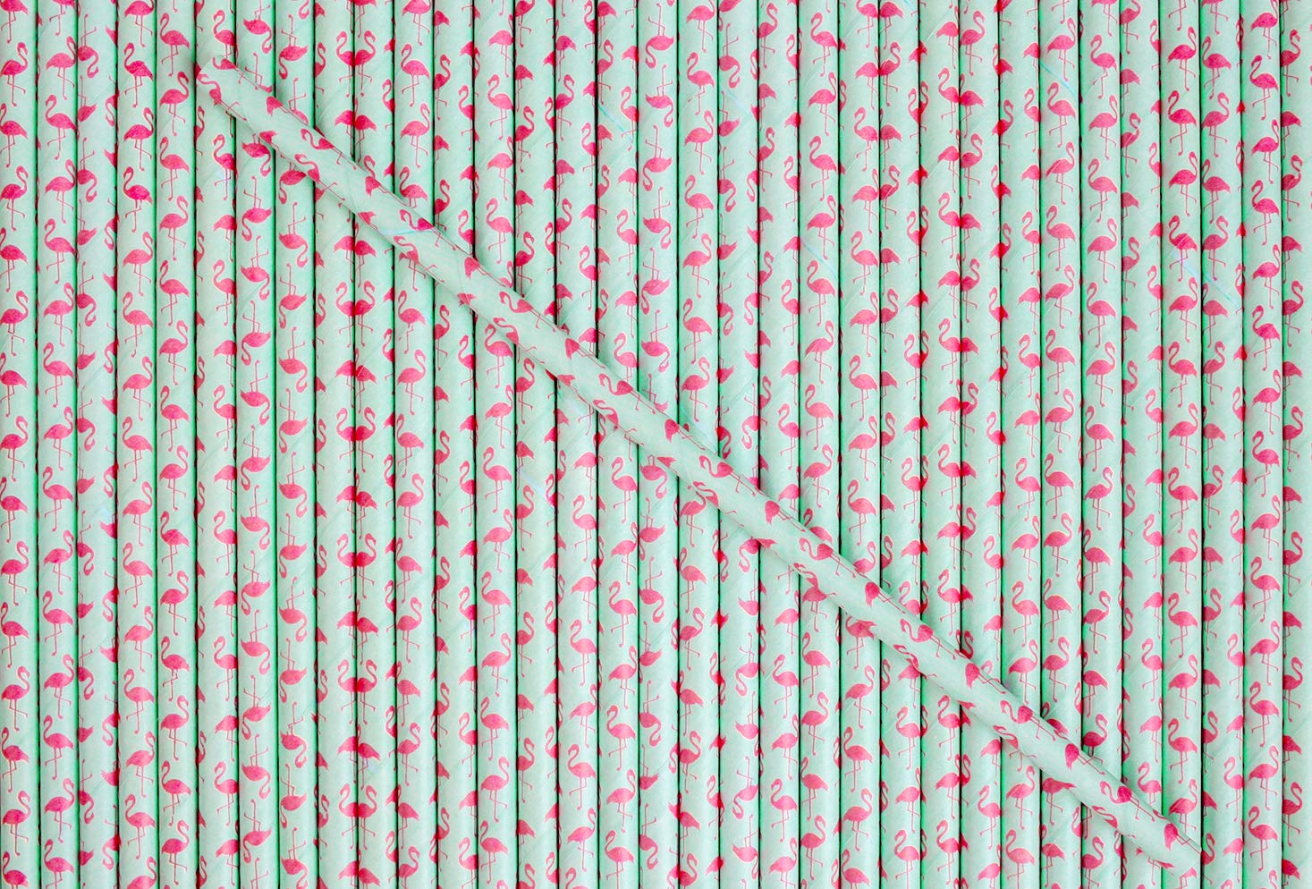 Emartbuy Pack of 200 pcs Paper Straws Disposable Paper Drinking Straws - Pink Flamingoes