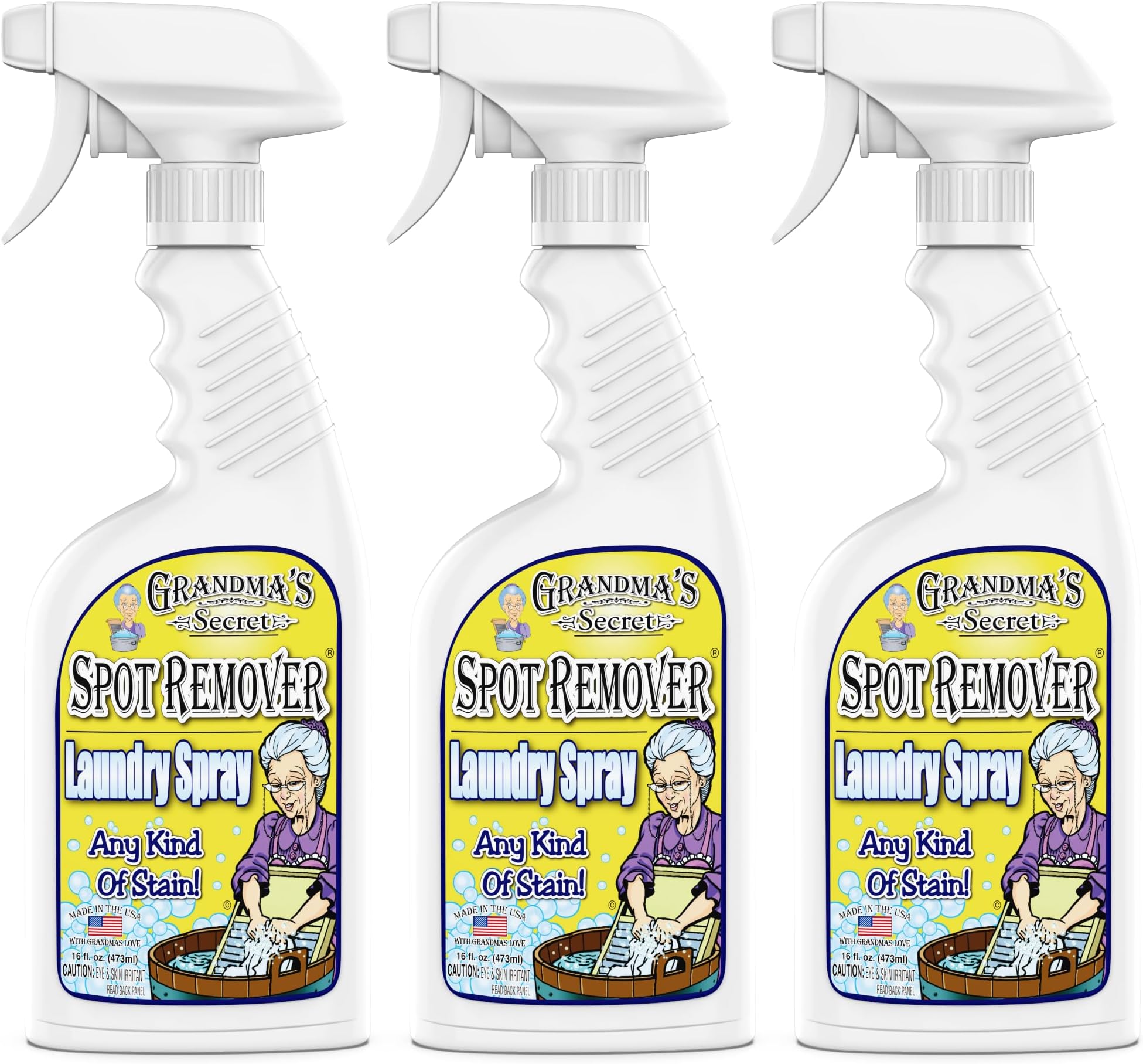 Grandma's Secret Spot Remover Laundry Spray - Chlorine, Bleach and Toxin-Free Stain Remover - Stain Remover for Clothes - Fabric Stain Remover Removes Oil, Paint, Blood and Pet Stains - 16 Oz, 3 Pack