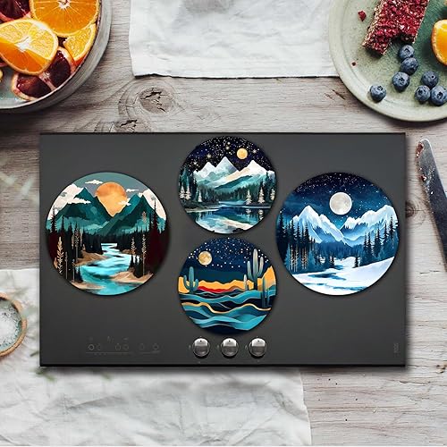 Miniatura 28 de 4 fundas redondas para quemador de estufa de Halloween, cubiertas de quemador eléctrico de calabaza de otoño, 8 y 10 pulgadas, cubierta para Obras