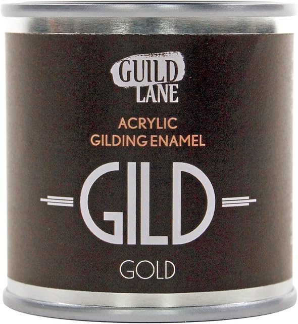 Guild Lane - GILD Acrylic Gilding Enamel Paint - Liquid Gold - Furniture, Metal, Glass, Wood, Plastic, Ceramics & More - Water-Based Metallic Paint - 125ml Tin