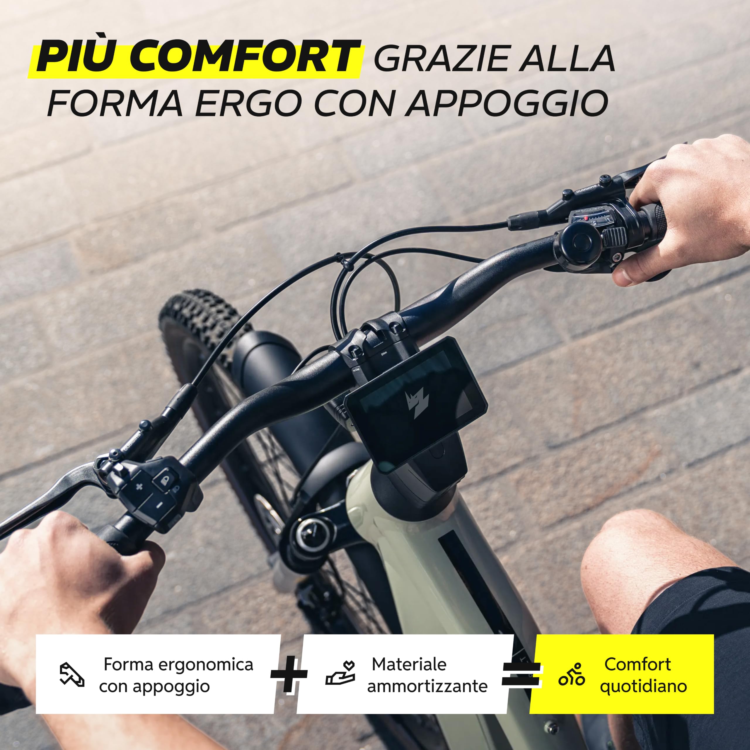 Alphatrail ZeroPlus manopole bici ergonomiche con aletta e supporto palmo, manopole ergonomiche MTB lock-on 22,2 mm, 1 paio, manopole bicicletta ergonomiche per e-bike, trekking & city