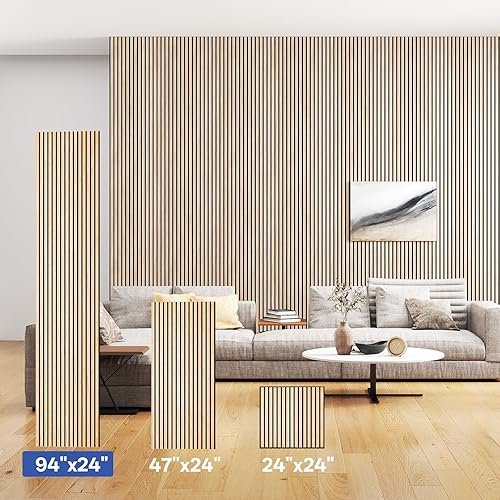 Miniatura 5 de PIWA Paneles acústicos de madera de 9 + 0.472 in, 94 x 24 pulgadas, superficie MDF de 0.47 pulgadas con núcleo absorbente de sonido de 0.394