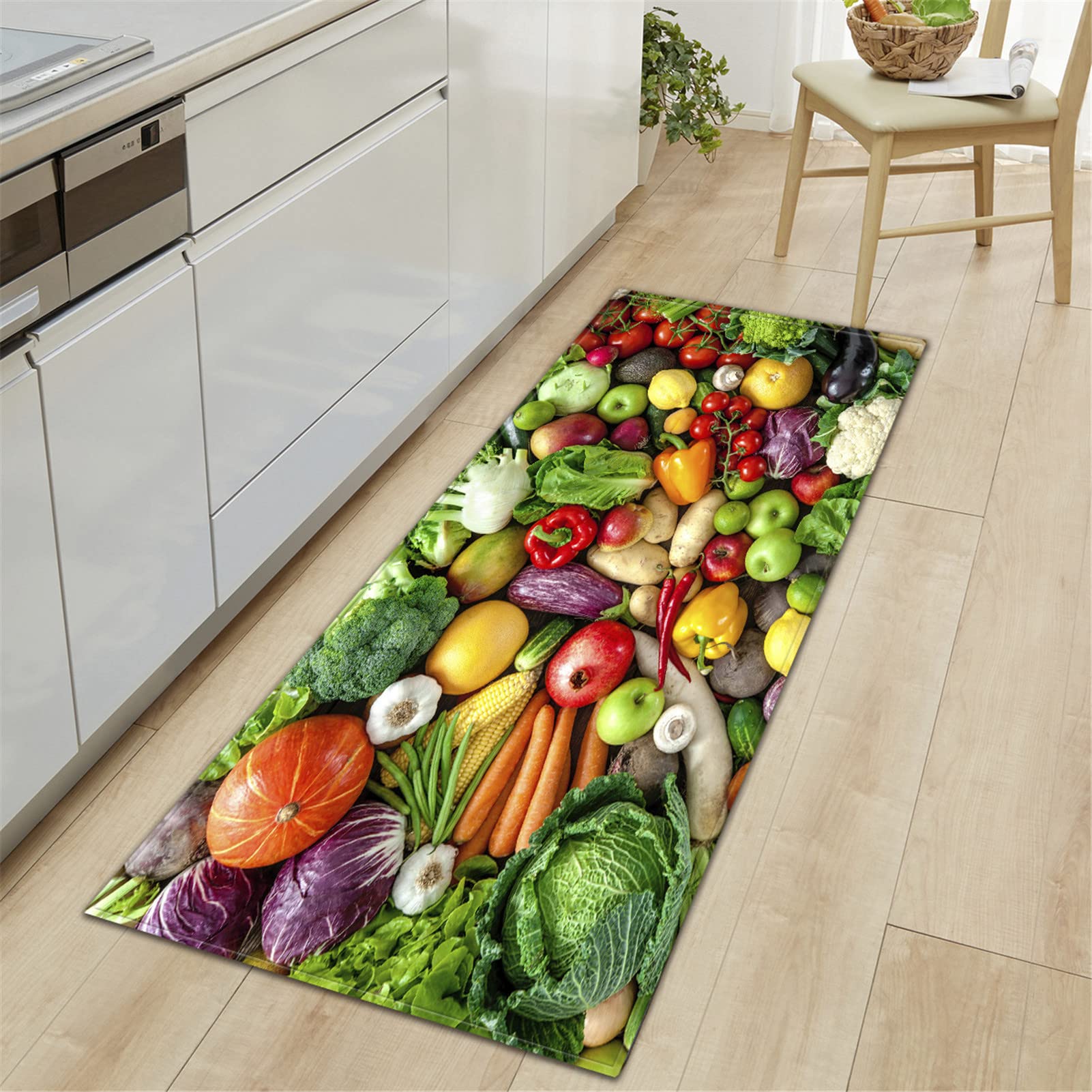 XQKXHZ Alfombra De Cocina Fruta Y Verdura Alfombra Cocina Lavable Antideslizante Alfombra Rectangular De Poliéster Suave para Cocina,Pasillo,Entrada,Alfombra De Comedor,10,60x180cm/24 x71