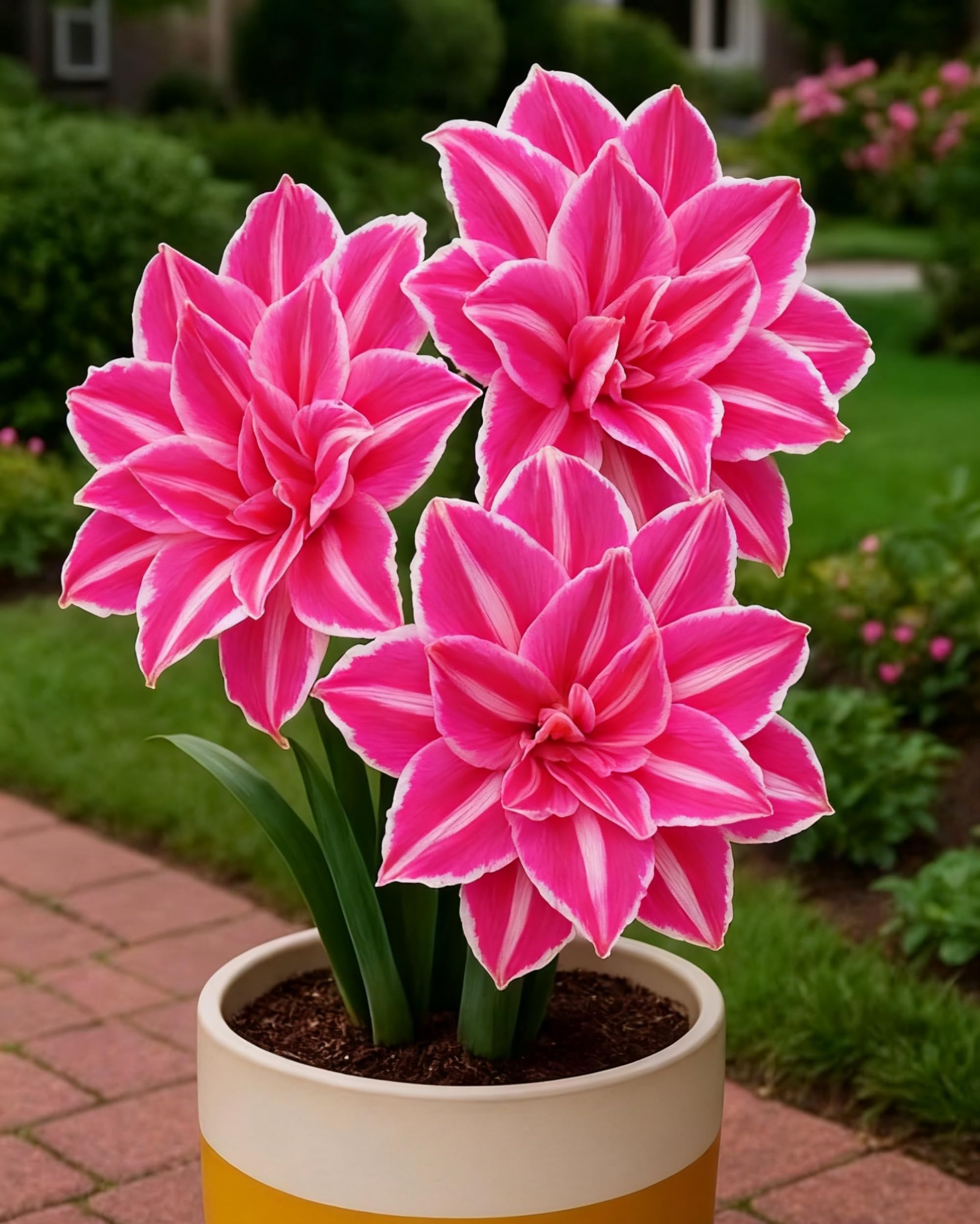 Amaryllis Hippeastrum Bulbs – Spectacular Blooms, Hardy and Perfect for Garden Lovers，Hardy Perennial, Excellent Display-4bulbs-V