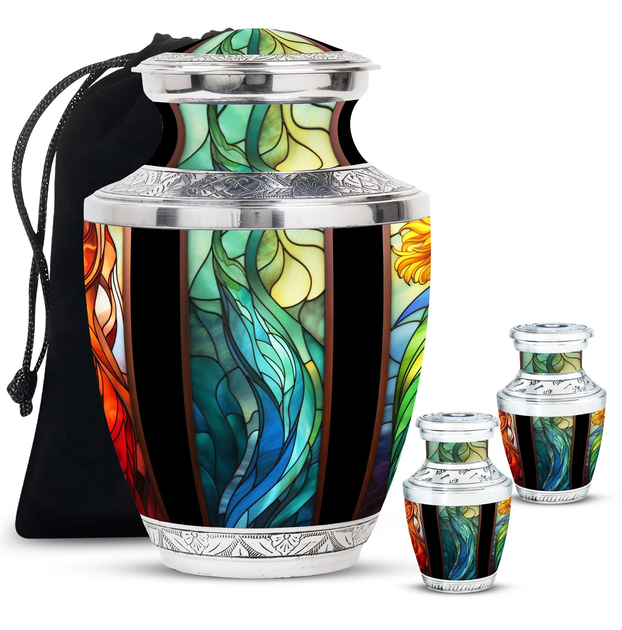 Stained Glass Urn, Decorative Urns for Home Decor, Cremation Urns for Human Ashes, Urn for Ashes for Women, Unique Keepsake Urn, Memorial Urns for Human Ashes, Large Decorative Urn, Metal Urn