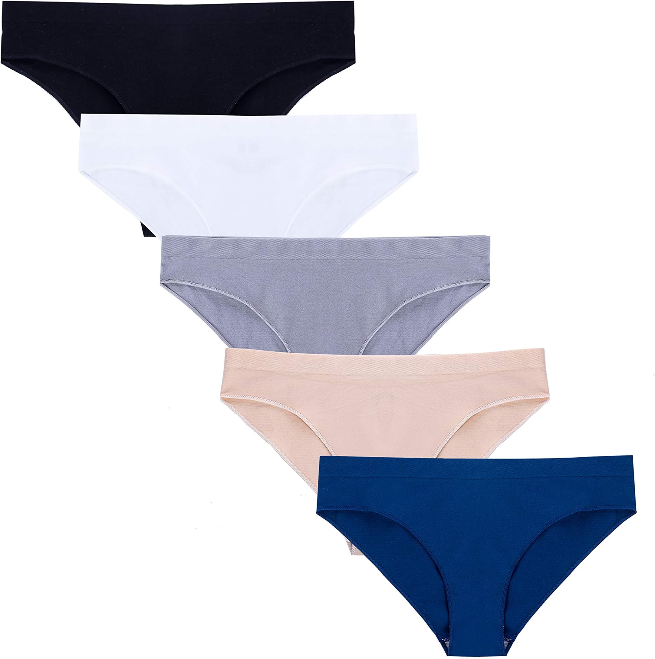 Women's Hipster Panties Seamless Low-Rise Cheekini Panty Soft Stretch Bikini Underwear (Multi Colors,Pack of 5) …