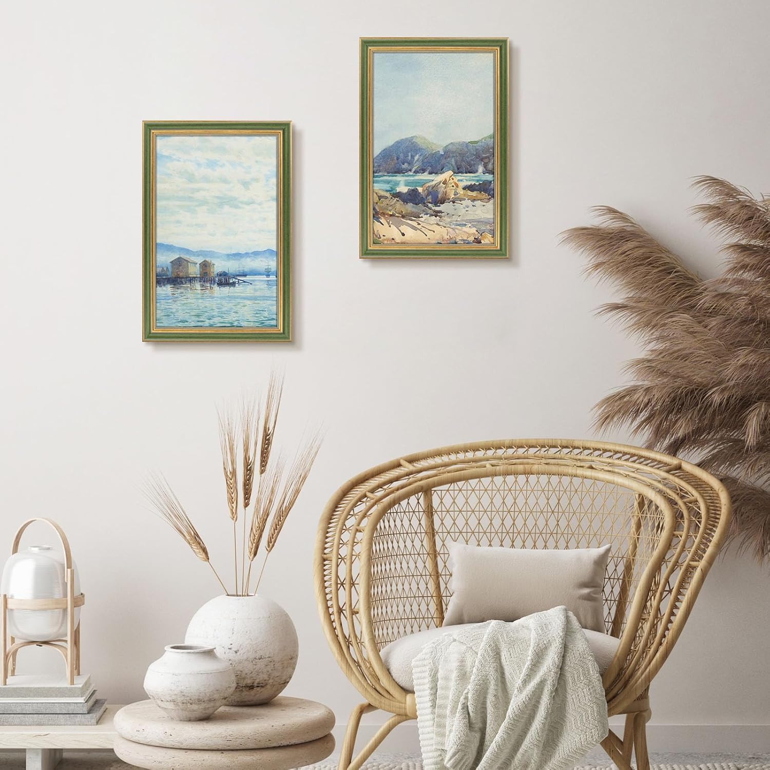 Space Art Deco,11x17 Picture Frame with Real Glass,Ornate 11 x 17 Photo Frame,Wall Display(Green Gold)