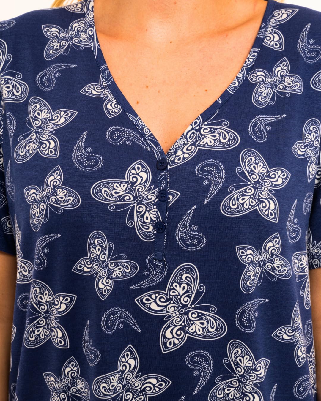Suzy & Me Chemise de Nuit Longue en Jersey Grande Taille pour Femme en 7 imprimés