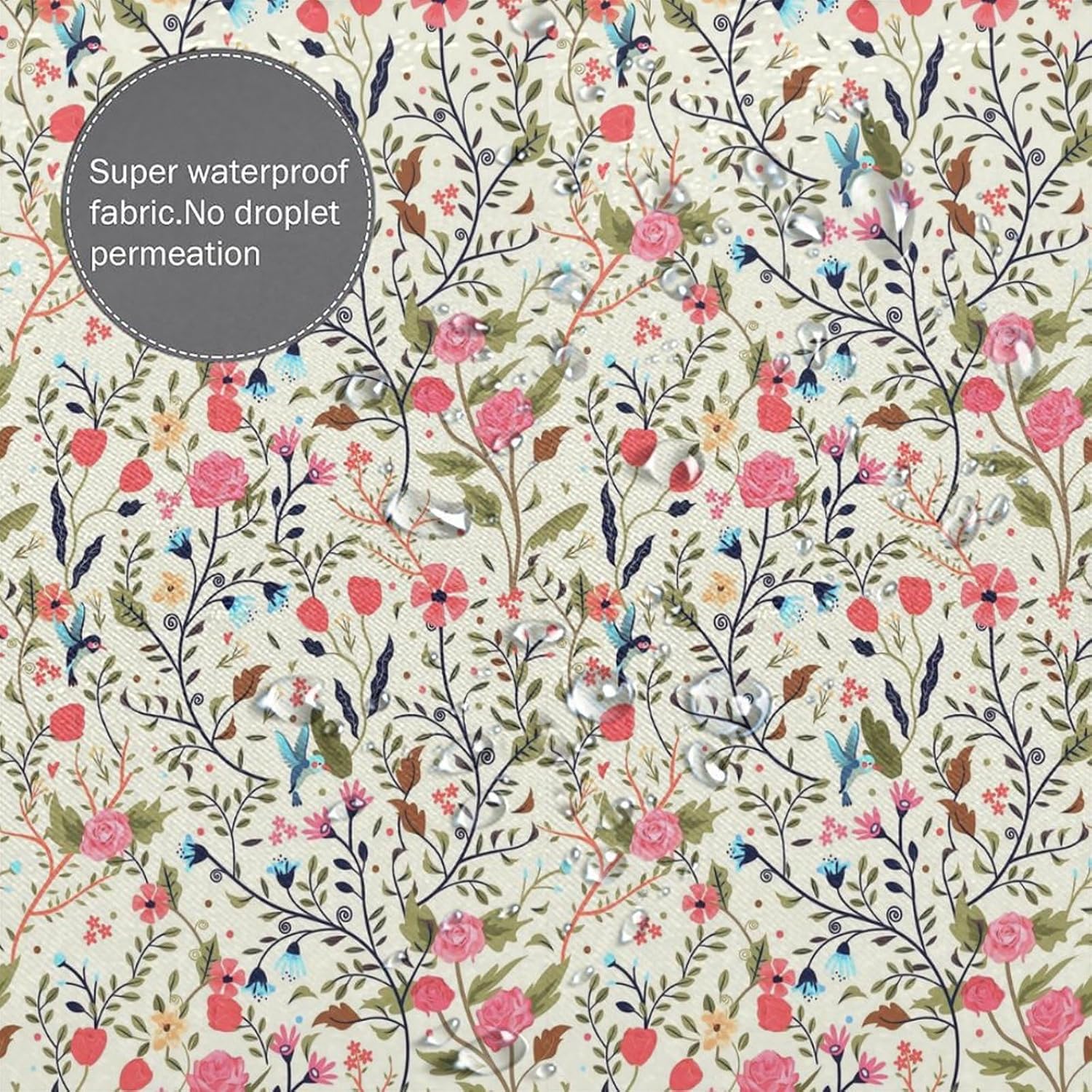 Vintage Garden Plants Shower Curtain,Retro Floral Birds Rustic Art Design Flower Print Shower Curtain for Bathroom Decor Fabric Waterproof Upholstery Hook 72x78in
