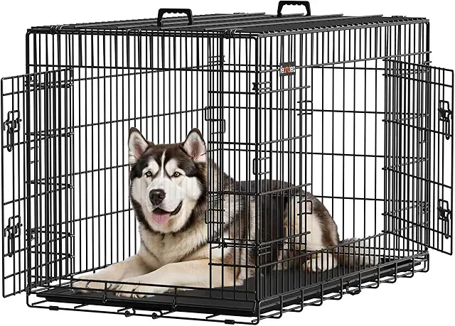 Cage de transport pour chien pliable XXL, 122x74.5x80.5 cm, noir