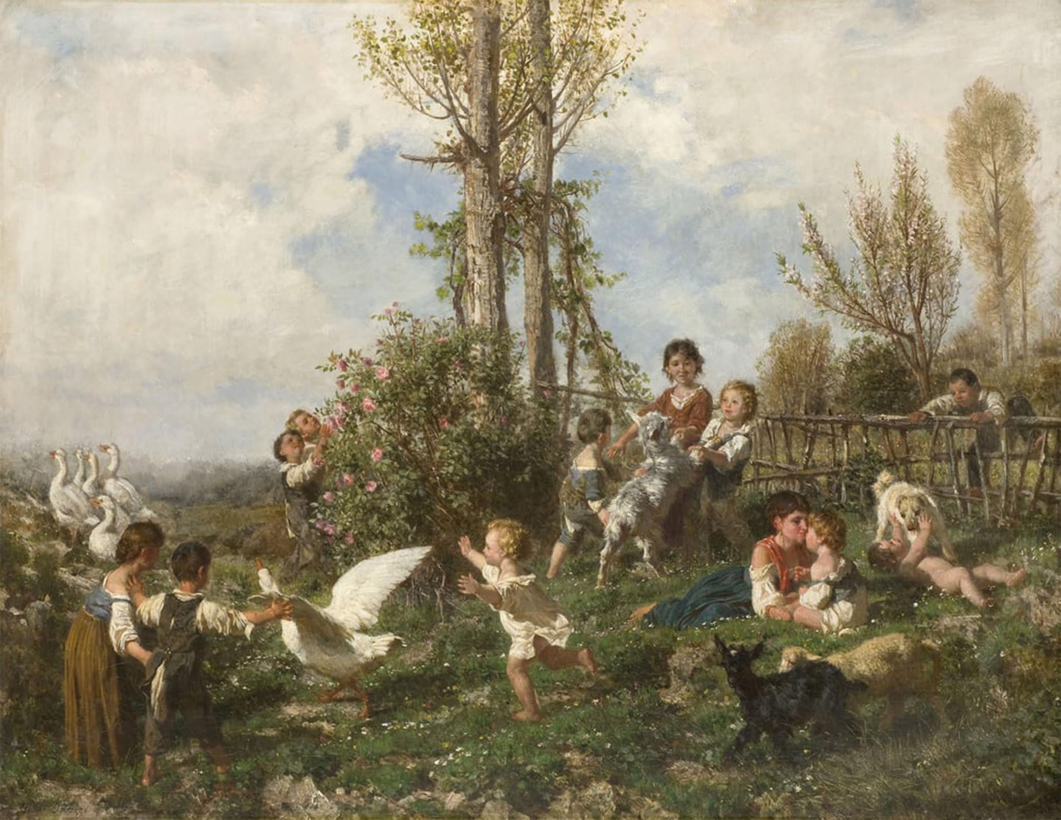 ARTXLXXBN Famous Prints Artwork Pictures Poster Painting Art Spring by Filippo Palizzi Artwork Landscape Pictures for Home Decor 60x90cm