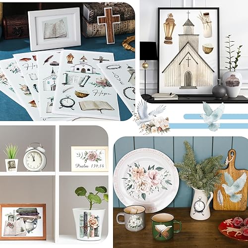 Miniatura 4 de 12 hojas de calcomanías clásicas para transferencias para manualidades y muebles, calcomanías clásicas de trineo, piña, calabaza, para hogar,