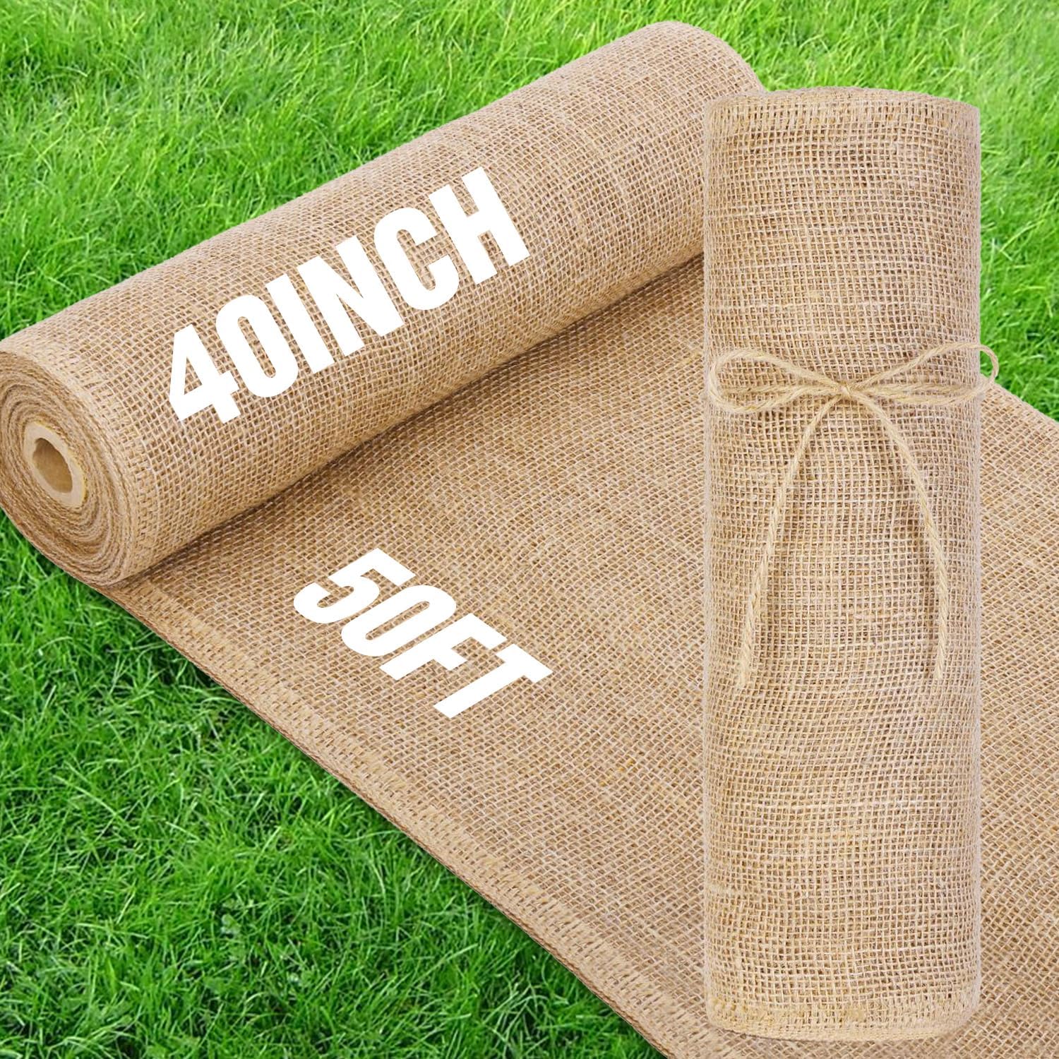 40" x50 Feet Burlap Fabric Natural Burlap Roll Multipurpose Burlap Tree Wrap Premium Weed Barrier Erosion Jute Fabric for Gardening, Weddings, Crafts & Holiday Decor – Wedding Aisle Runner