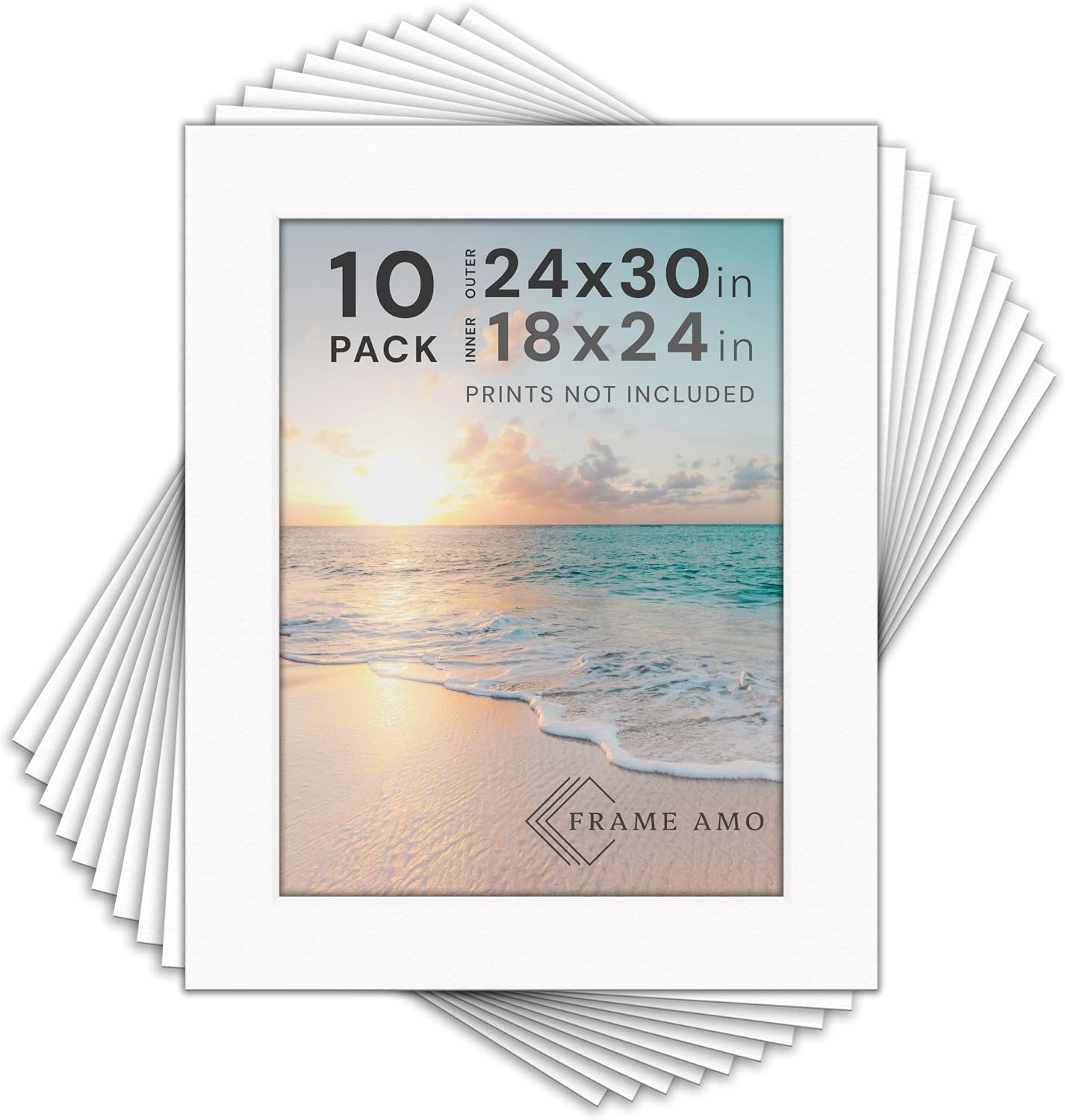 Frame Amo Pack of 10, Uncut 11x14 White Picture Mats, Backing Boards