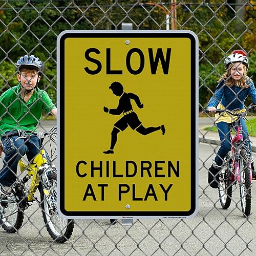 Miniatura 3 de SmartSign Letrero de metal "Slow - Children At Play" de 24 x 18 pulgadas, aluminio de 80 mil, material reflectante laminado de grado ingeniero 3M,