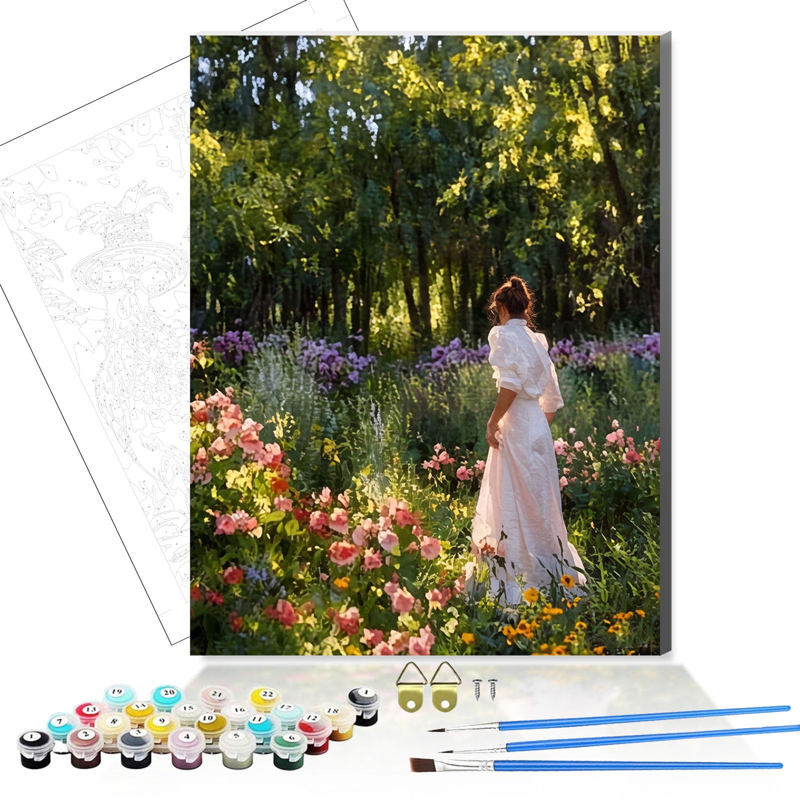 Nanjdian Beauty Wooden Framed Paint By Number For Adult,Diy Painting Kits For Adults,Color By Numbers,Small Paint By Number Canvas Crafts Watercolor For Beginners Hoom Decor (Beauty)