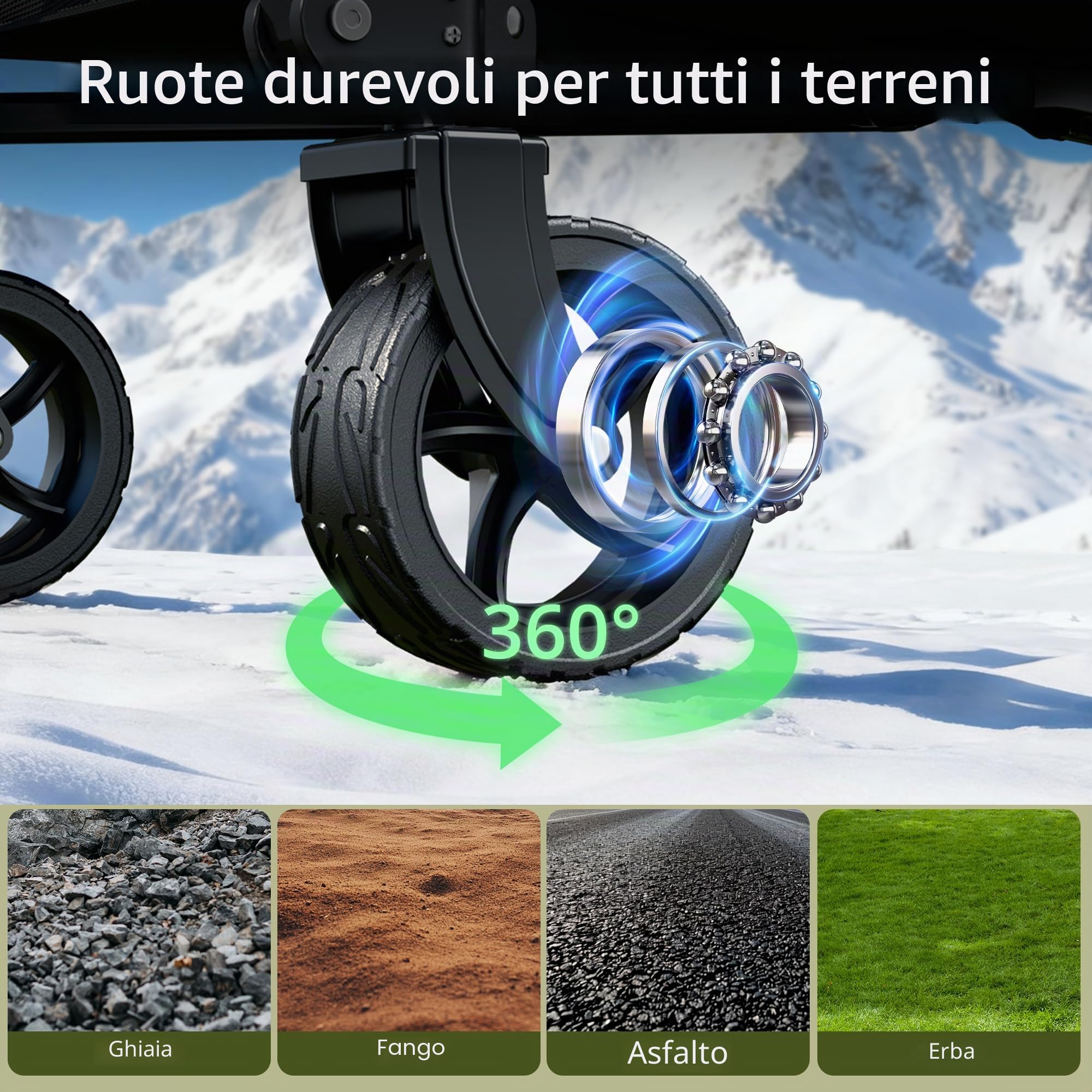 LEWANJA Carrello da Giardino Pieghevole Robusto, Carretto a Mano per Campeggio, Spiaggia, Festival e Spesa, Carrello da Trasporto con Maniglia Regolabile - Capacità 140L e Carico 130kg