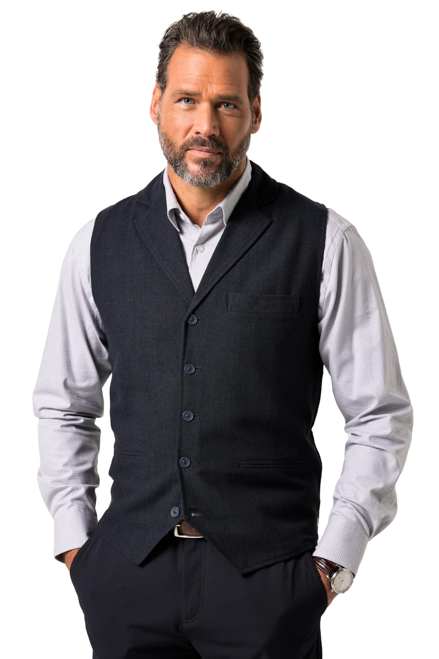 JP 1880 Herren große Größen Übergrößen Menswear L-8XL Tweed-Weste, FLEXNAMIC®, Woll-Qualität, Strickrücken 840816