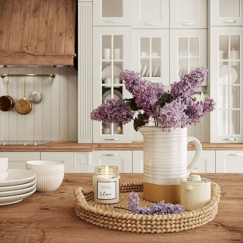 Miniatura 4 de Barnyard Designs Jarra de cerámica blanca de 1.5 cuartos de galón, jarra rústica vintage de granja, jarra de leche de cerámica blanca jarrón o