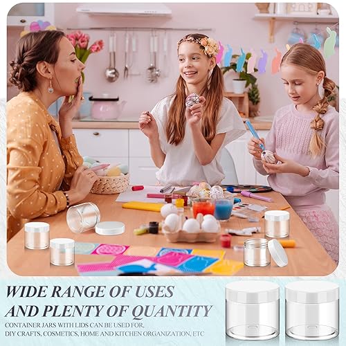 Miniatura 6 de 36 tarros de plástico redondos transparentes a prueba de fugas para cosméticos con forro interior y tapas negras para lociones, ungüentos,