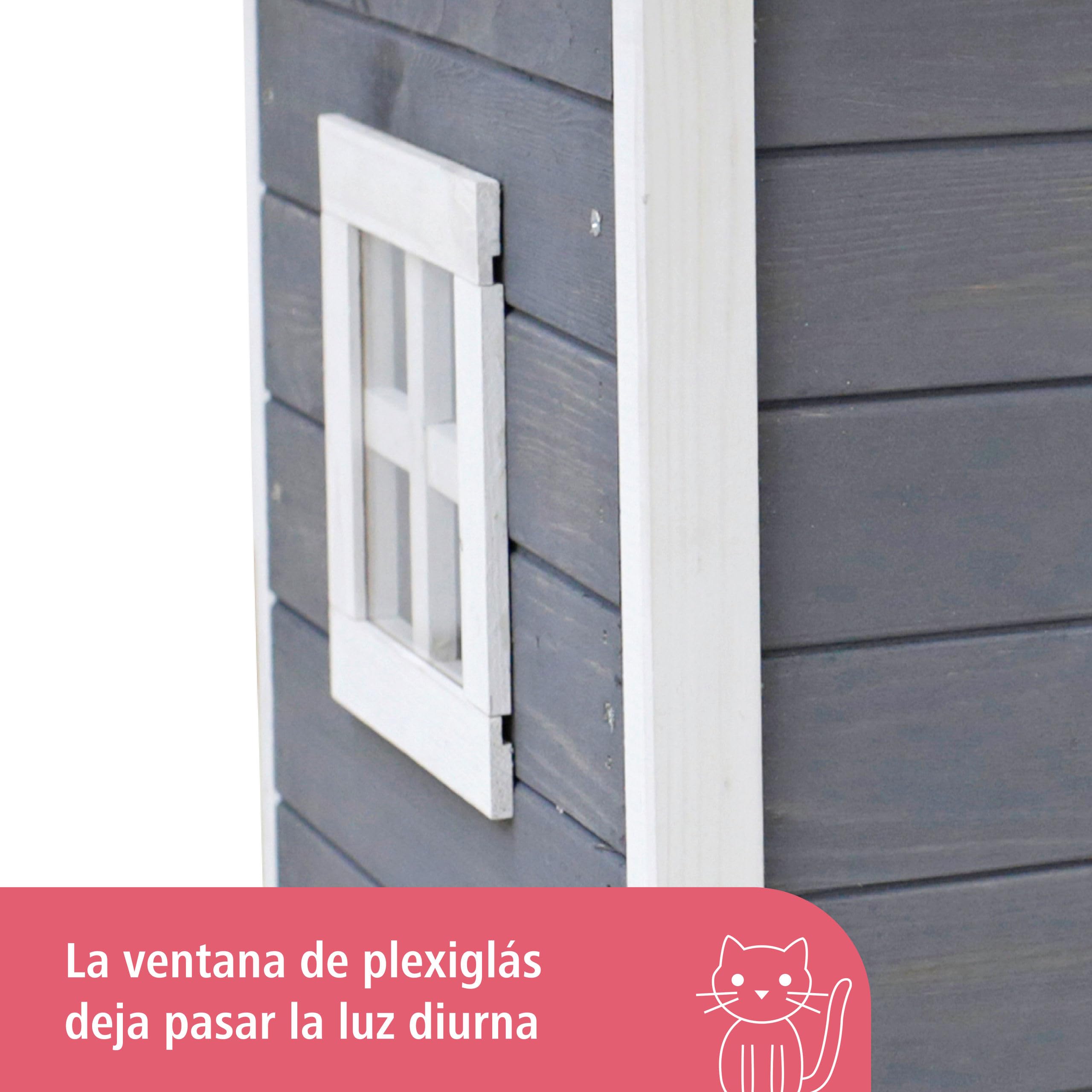 Kerbl Rustica Casa de madera para gatos 57x45x43 cm gris/blanco