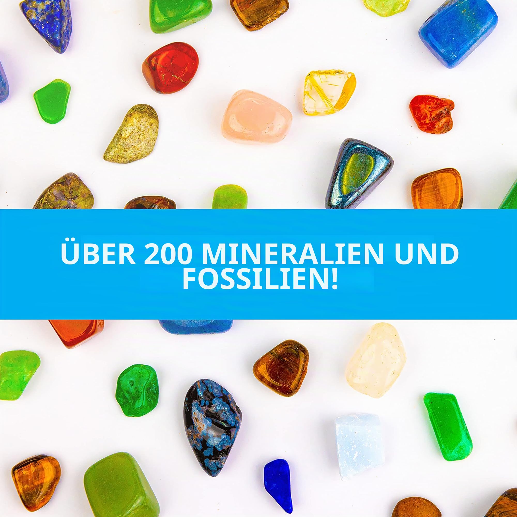 NATIONAL Geographic Edelsteine und Fossilien Set - 300-teiliges Set mit Geoden und Echten Fossilien -Rosenquarz Jaspis Aventurin - Viele Weitere Kristalle und Edelsteine für Kinder | Echte Felsen, Mineralien & Kristalle, 2 aufbrechbare Geoden, Lupe, Aufbe