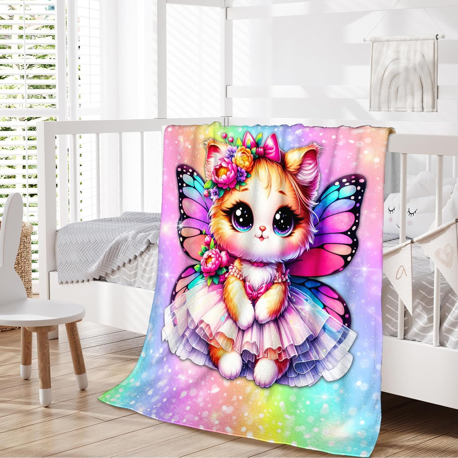 Cat Blanket for Girls, Throw Gift for Toddler Kids Daughter Cat Lovers 40x50 Inches Soft Warm Lightweight Throw Blankets for Sofa Couch Bed Trip - Image 6