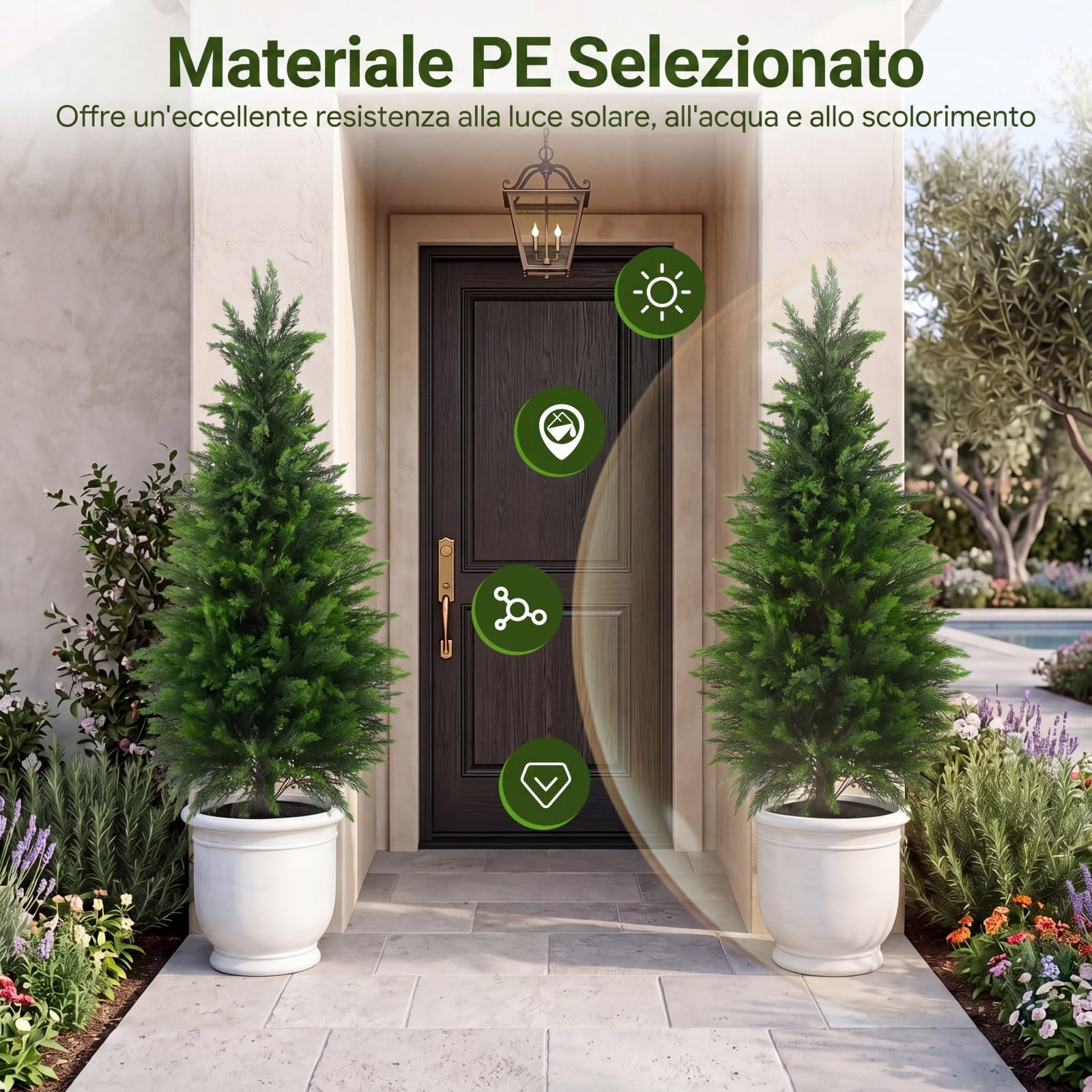 COSTWAY Set di 2 Alberi Artificiali di Cedro, Albero Artificiale in Vaso con Cemento e Fondo Rinforzato, Resistenti al Sole, Pianta Topiaria Finta da Interno e Esterno, per Casa e Ufficio (120 cm)