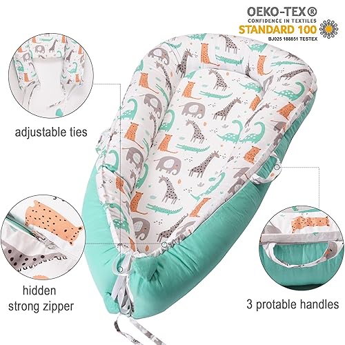 Miniatura 6 de Viviland Tumbona de bebé para recién nacido, transpirable y portátil, funda para tumbona infantil, dinosaurio