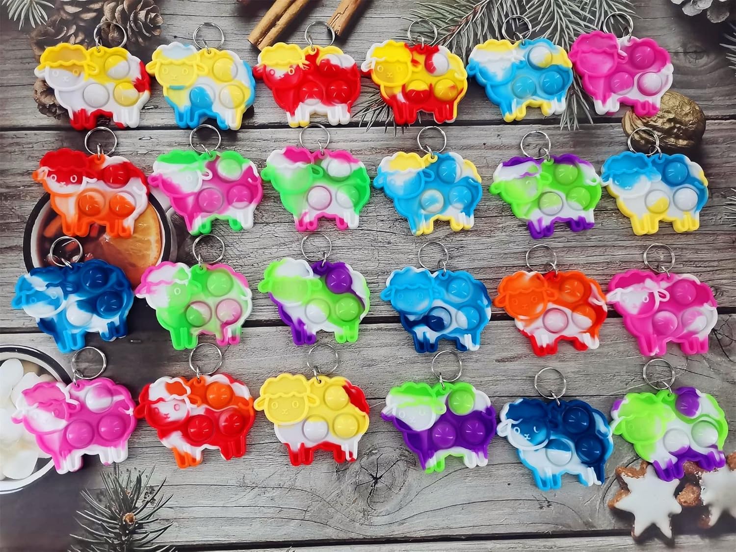 Paquete de 24 mini juguetes para ansiedad de ovejas a granel para niños y niñas, regalos de fiesta de cumpleaños y premios de recompensas para