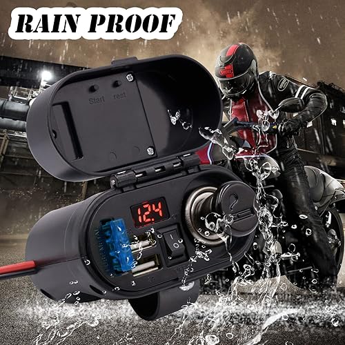 Miniatura 4 de BlueFire Cargador USB dual de 5 V/3 A, impermeable, para manillar de motocicleta y espejo retrovisor, adaptador de corriente con enchufe para