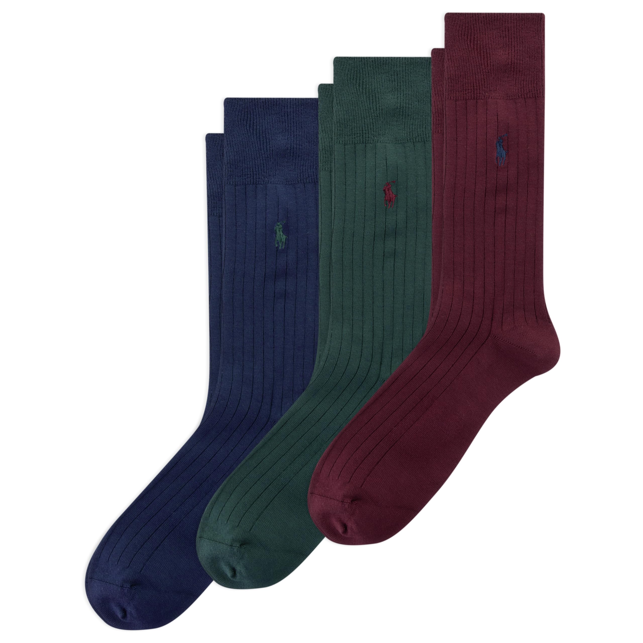 POLO RALPH LAUREN Men's Ribbed Crew Socks, Brown