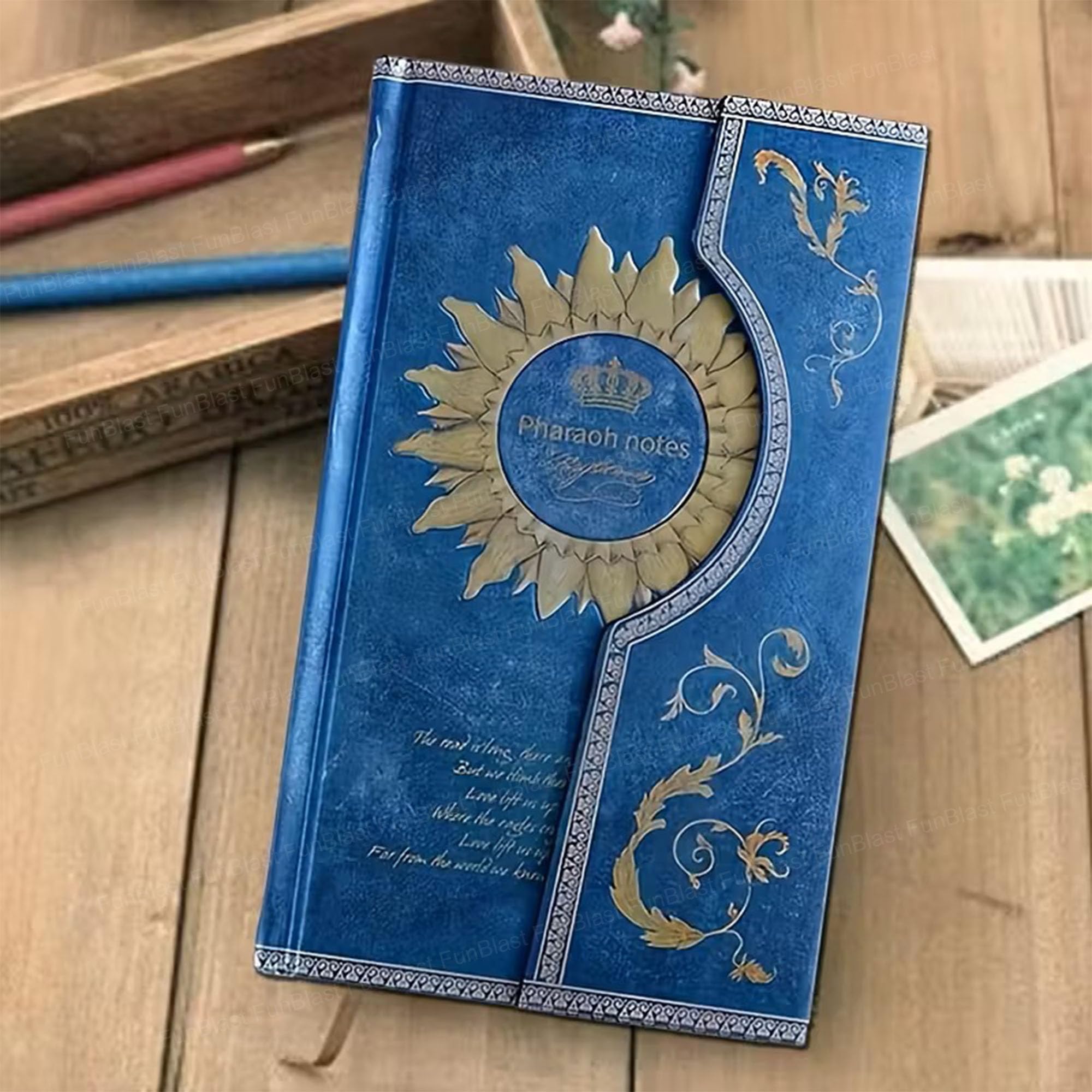 FunBlast Aesthetic Diary for Girls – A5 Retro European Style Diary with Magnetic Lock, Notebooks Diaries for School, Home, Office, Travel Diaries & Notebook- 90+ Pages (Blue:NileTwilight)
