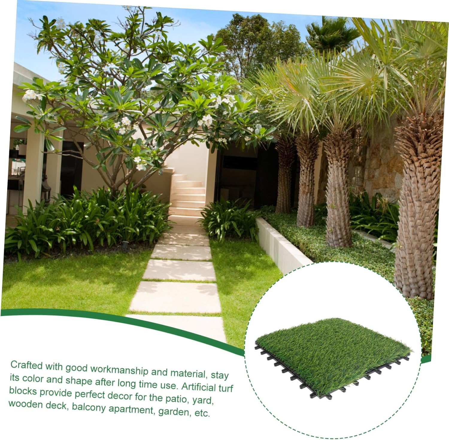 POPETPOP 4pcs Realistic Artificial Grass Turf Floor No Maintenance Needed Artificial Grass for Home Putting
