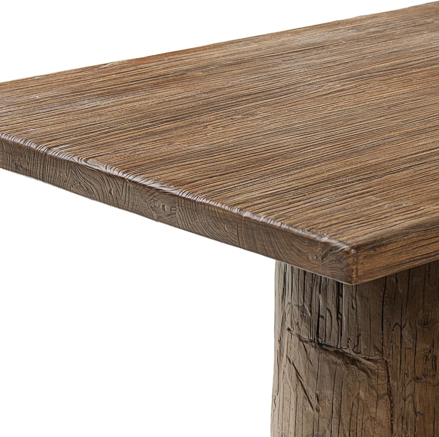 Jennifer Taylor Home Arbor 84" Solid Reclaimed Elm Double Pedestal 8-Person Dining Table, Heritage Medium-Dark Brown Reclaimed Elm