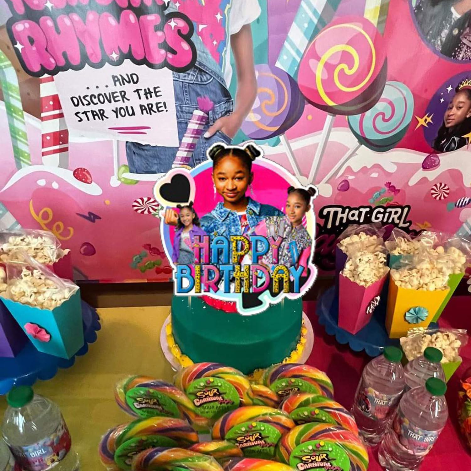 That Girl Lay Lay Birthday Decorations,That Girl Lay Girl Party Supplies Include Happy Birthday Banner, Cake Topper and Cupcake Toppers, Balloons for Kids Party Decor - Image 4