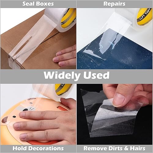 Miniatura 5 de LLPT Cinta de embalaje de 1.88 pulgadas x 65 yardas cada uno, paquete de 8 unidades, color blanco transparente, resistencia industrial, fuerte