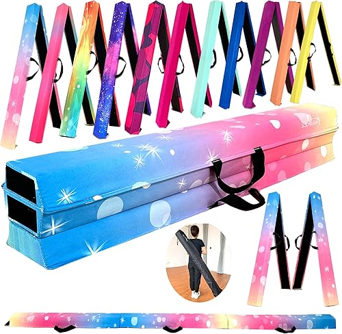 Miniatura 105 de MARFULA Viga de gimnasia plegable de 6 pies, 8 pies y 9 pies, haz de equilibrio de espuma – Extra firme – Cubierta de gamuza – Parte inferior verde