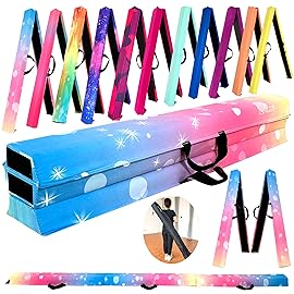 MARFULA 6 FT / 8 FT / 9 FT Folding Gymnastics Beam Foam Balance Floor Beam - Extra Firm - Suede Cover - Anti Slip Bottom with Carry Bag for Kids/Adults Home Use