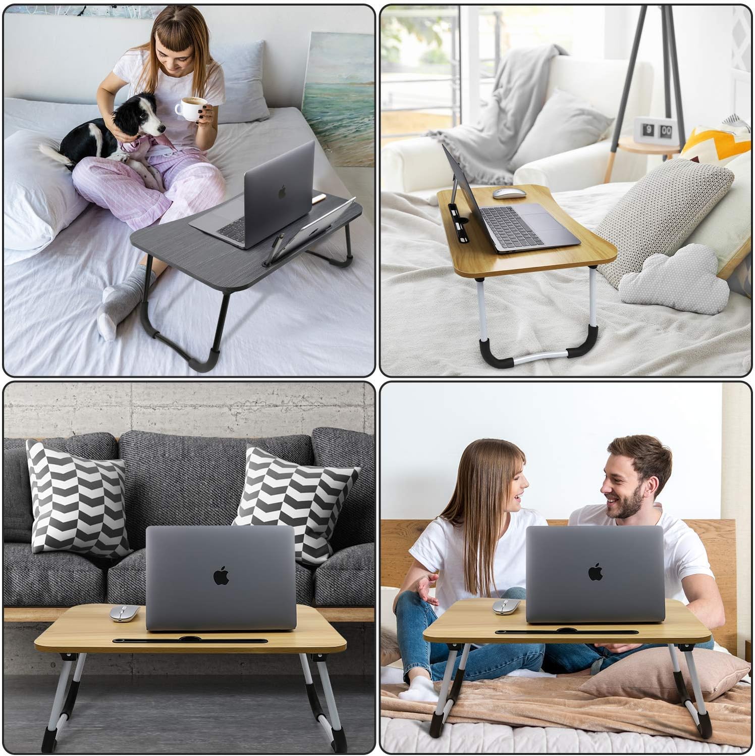 🛒 Flаѕh Sаlе Bed Desk for Laptop and Writing,Laptop Table for Bed Foldable ,Standing Desk,Breakfast Tray for Eating Working Dinner Snaps Reading Laptop Stand for Bed Sofa Couch,Walnut