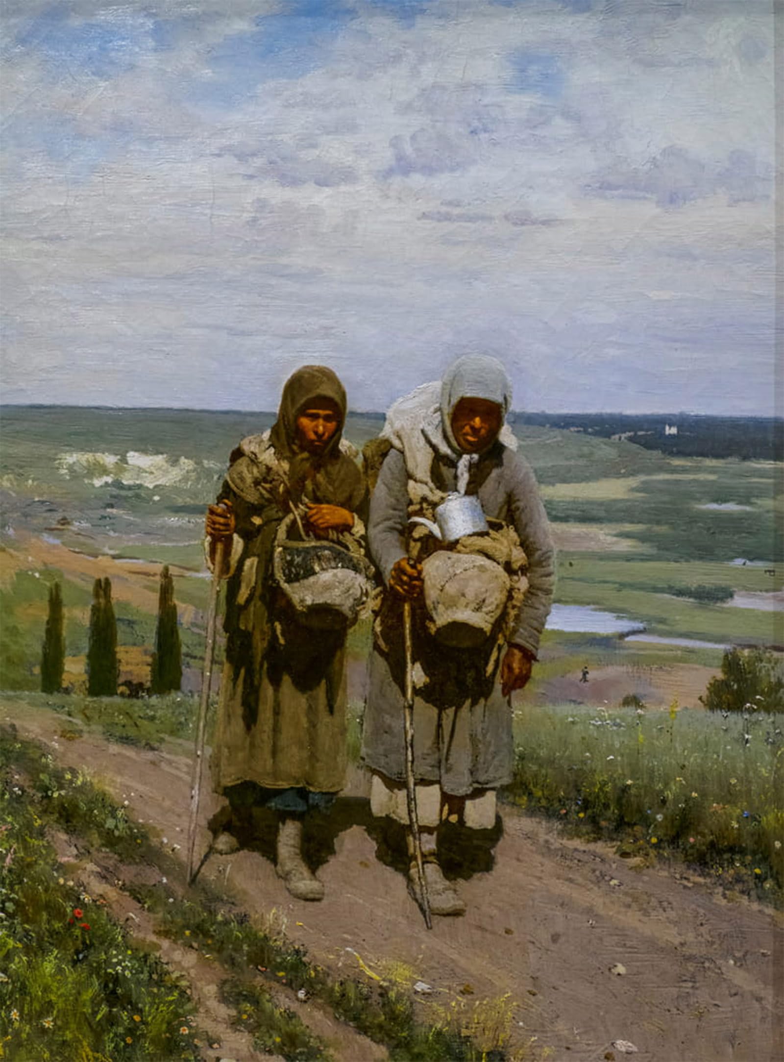 ARTXLXXBN Famous Painting Canvas Artwork Graffiti Print Pious Women on Pilgrimage by Ilya Efimovich Repin Portrait Canvas Image for Home Decor 60x90cm