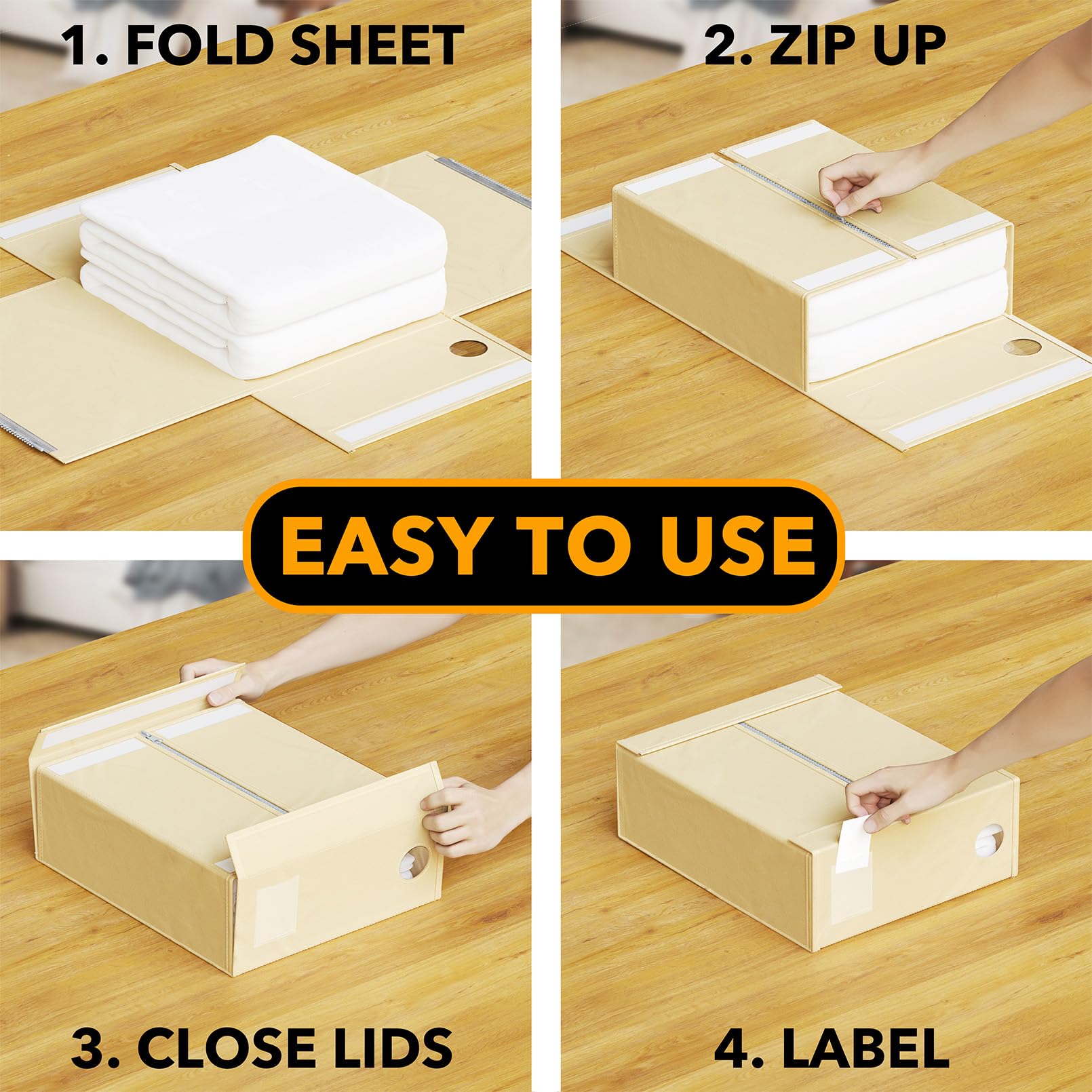 SpaceAid Confezione da 5 organizer per lenzuola, pieghevoli, per armadio della biancheria, set di lenzuola con finestra XL (queen e king size), contenitore per organizzare la biancheria da letto