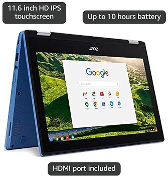 Acer Chromebook R11 CB5-132T-C67Q Touch Screen Chromebook with Intel Celeron N3060 Processor, 11.6 IPS Multitouch Screen 4GB Memory, 32GB SSD and Google Chrome OS