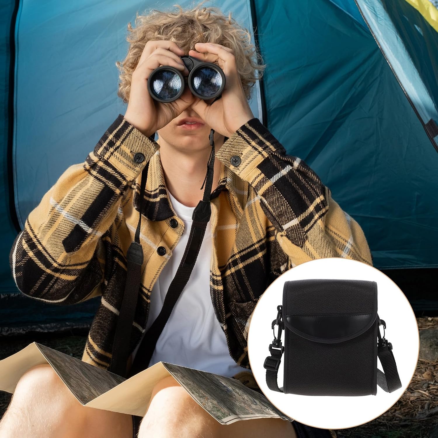 PATKAW Portable Binoculars Storage Bag Black Shoulder Pouch Lightweight Travel Organizer for Telescope Accessories Outdoor Use Easy Access Timeless Design