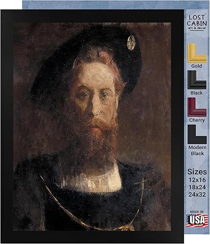 Retrato de hombre renacentista de cabaña perdida por Benjamin Constant  Impresión en marco plano negro  Reproducción de pinturas de obras de arte