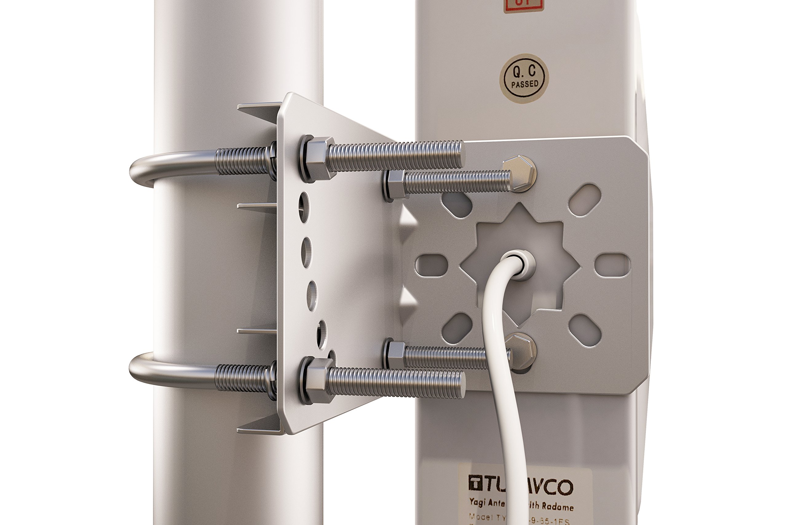 TP514 Yagi antenne directionnelle 3G/4G/LTE 9dBi 800MHz-960MHz et 1.7-2.5GHz w/2FT Câble RP-SMA Mâle TS-9 Adaptateur-Téléphone cellulaire Signal Booster Log Periodic cellulaire Blanc