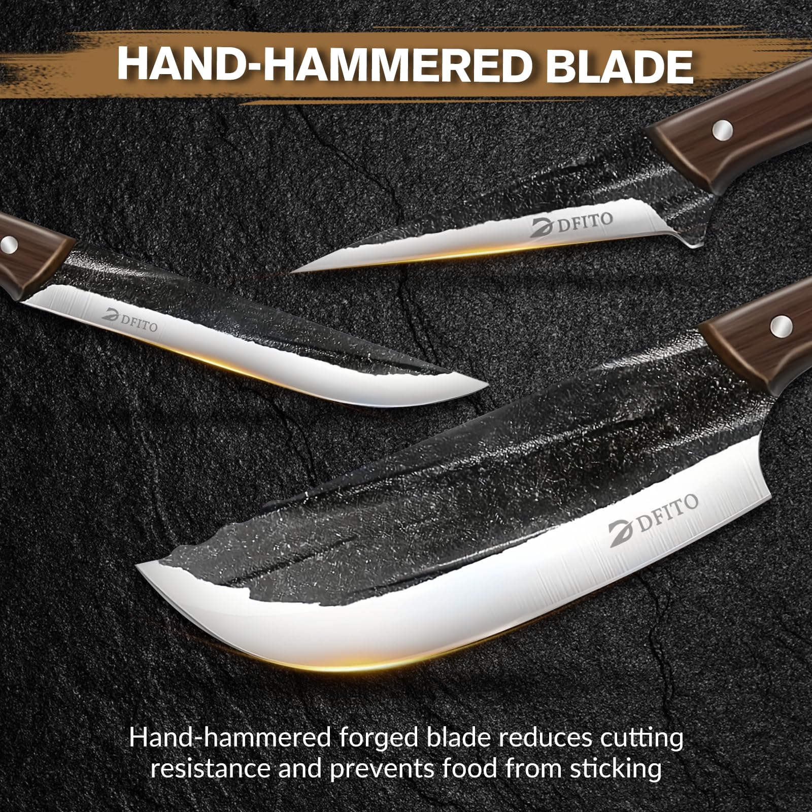 Dfito Butcher Knife Set, Sharp Kitchen Knife Set with Roll Bag Gift for Men — Amazon image 4